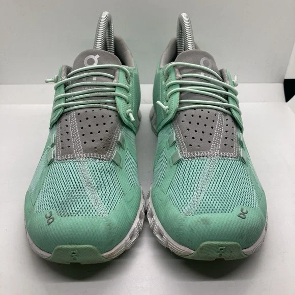 Womens On Cloud Cloud 5 Womens 7 Glacier Grey Meadow Green Running Sneakers Shoe - Picture 2 of 12